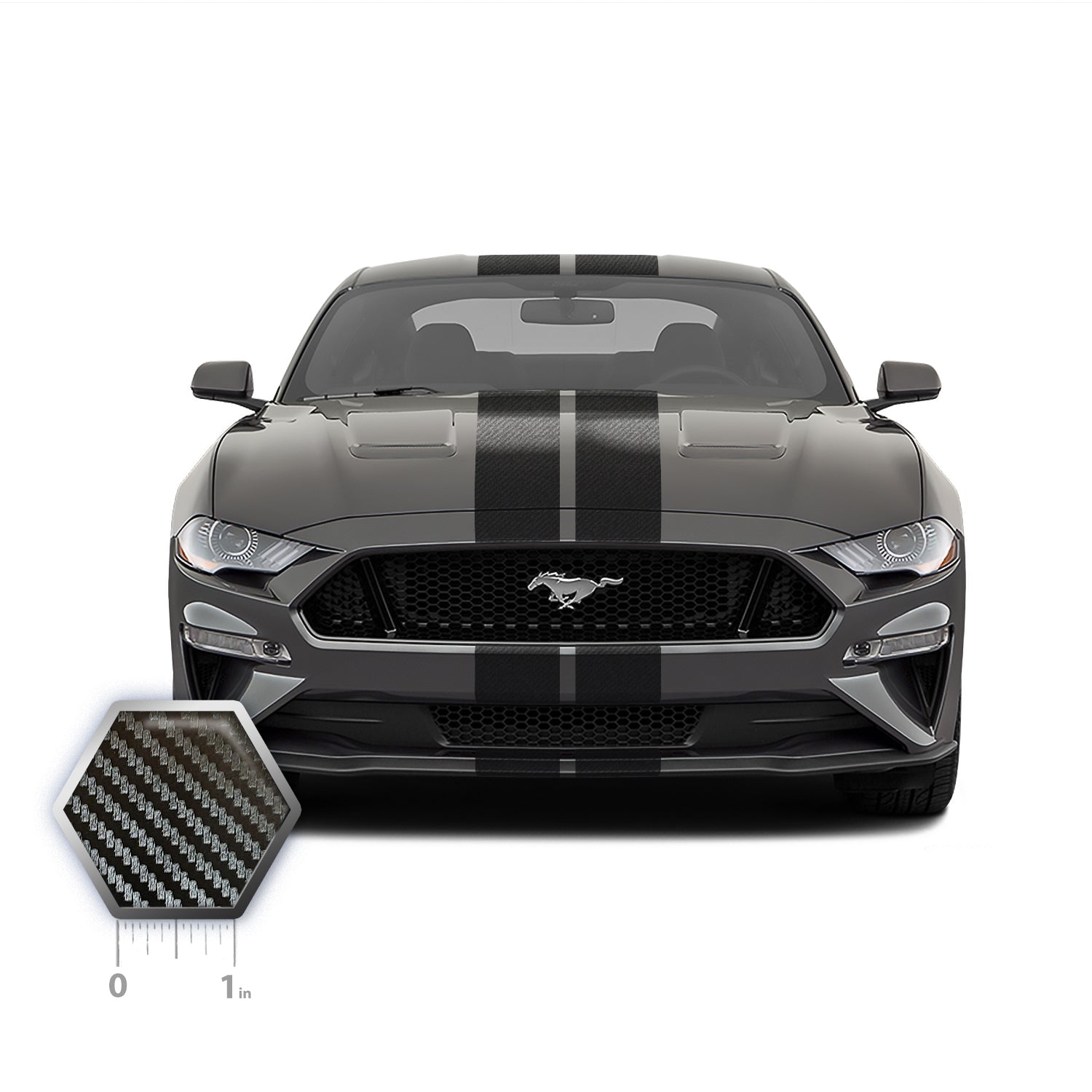 Dual 11" Racing Stripes Self Healing Vinyl fits Ford Mustang 2015 to 2023