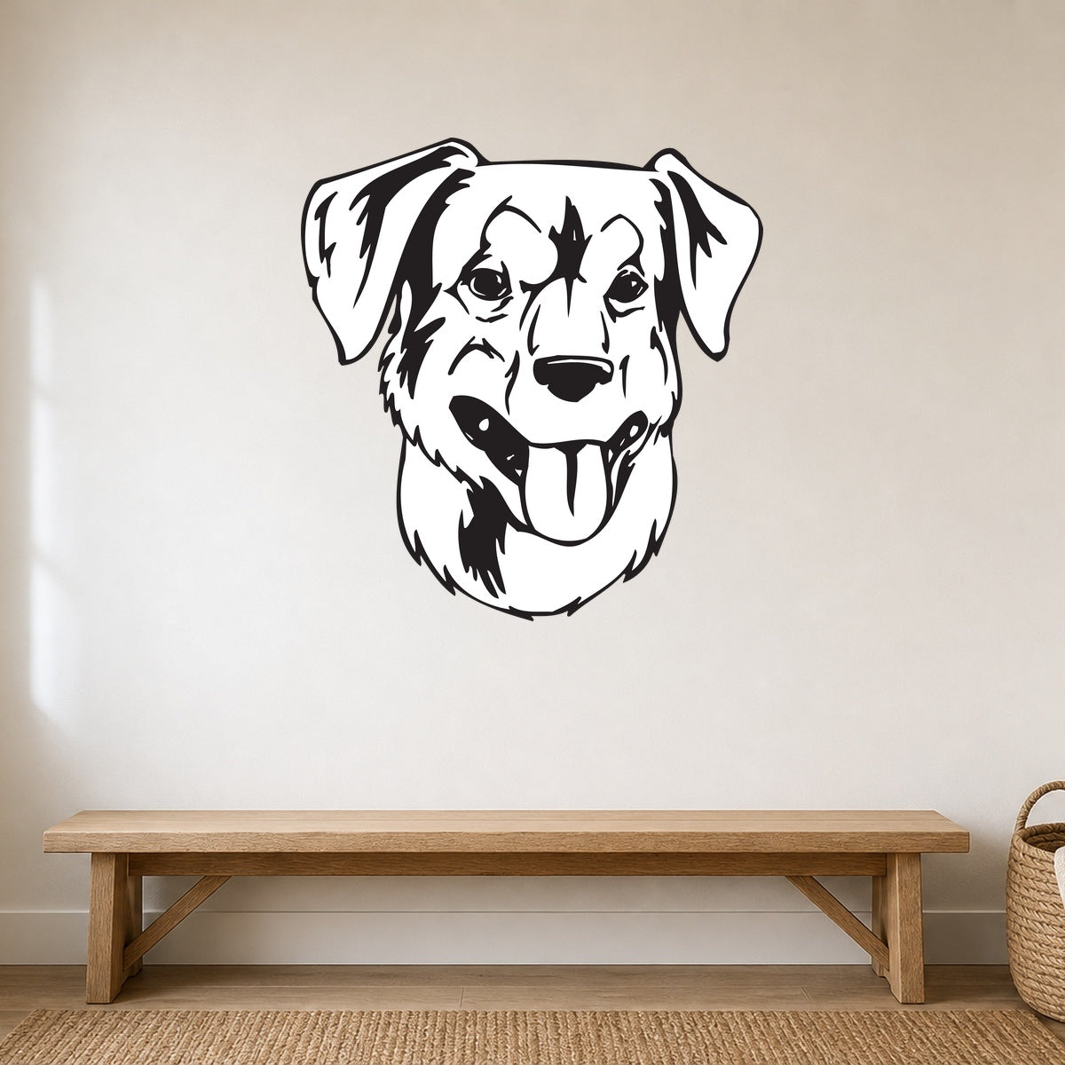 Austrian Pinscher silhouette wall decal shown in a pet-friendly entryway