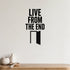Alternate room view of the Live From the End removable vinyl wall decal.