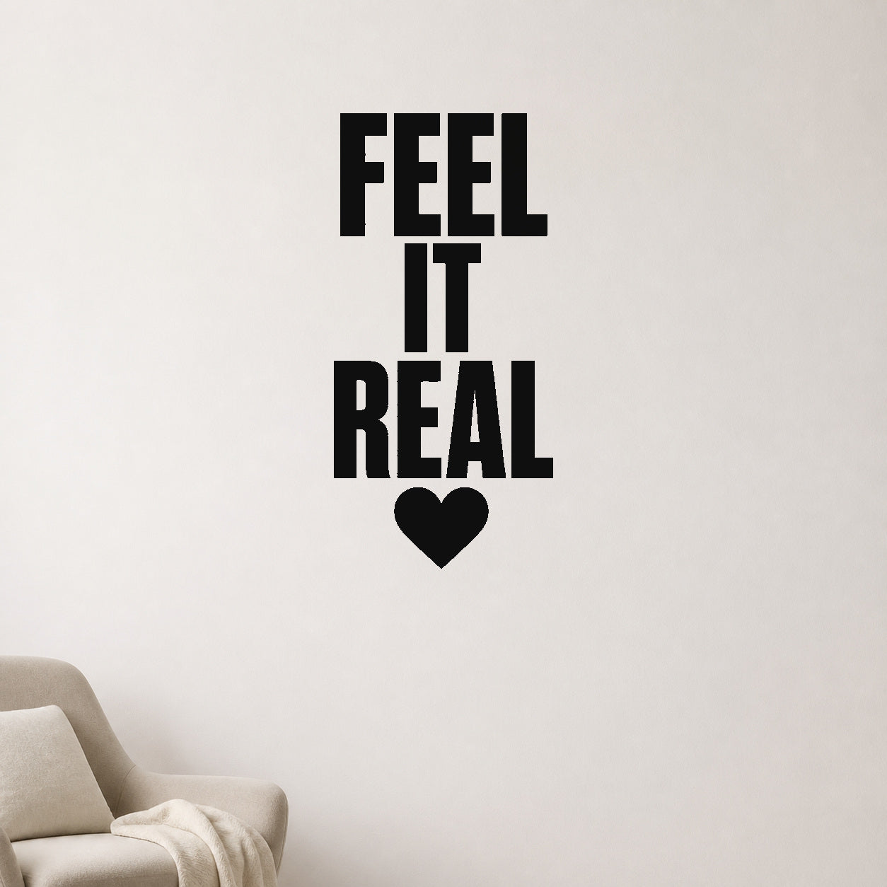 Alternate room view of the Feel It Real removable vinyl wall decal.