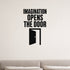 Alternate room view of the Imagination Opens the Door removable vinyl wall decal.