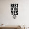 Rest in the Yes removable vinyl wall decal shown in a styled room.