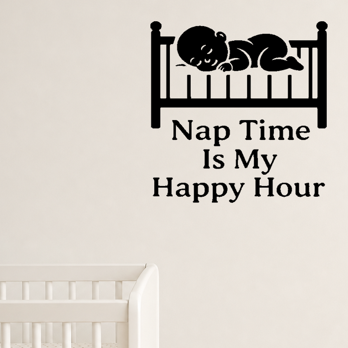 Future Boss In Training - Funny Baby Room Wall Decal Vinyl Sticker Removable shown as a removable vinyl wall decal in a category-appropriate room