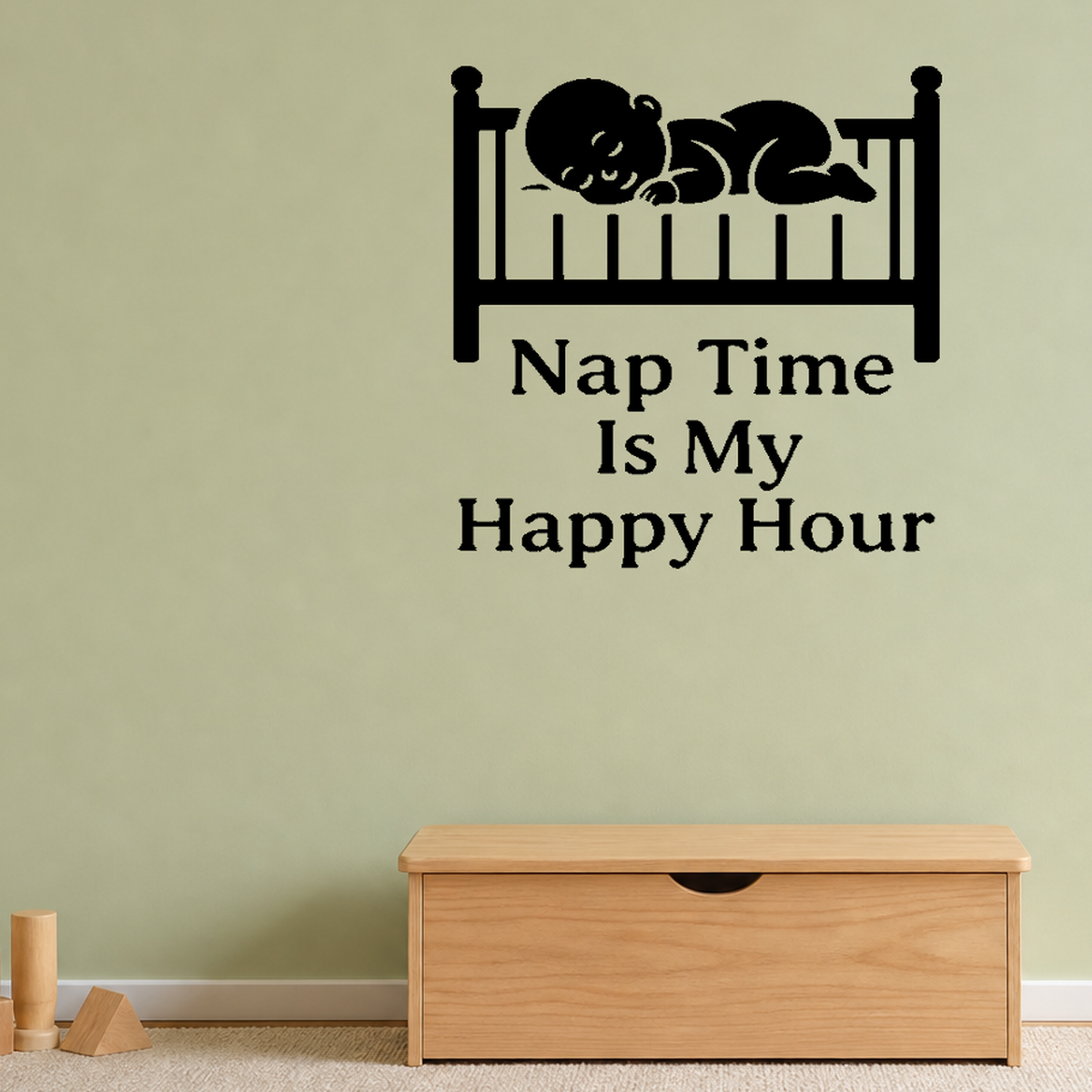 Future Boss In Training - Funny Baby Room Wall Decal Vinyl Sticker Removable shown as a removable vinyl wall decal in a second room setting