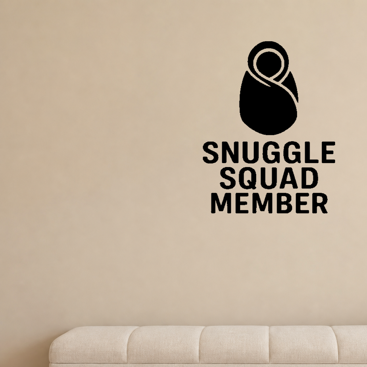 Snuggle Squad Member - Baby Blanket Wall Decal Vinyl Sticker Removable shown as a removable vinyl wall decal in a second room setting