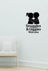 Snuggles & Giggles Welcome wall decal shown in a second baby room setting