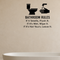 Bathroom Rules - Funny Bathroom Wall Decal Vinyl Sticker Removable shown as a removable vinyl wall decal in a category-appropriate room