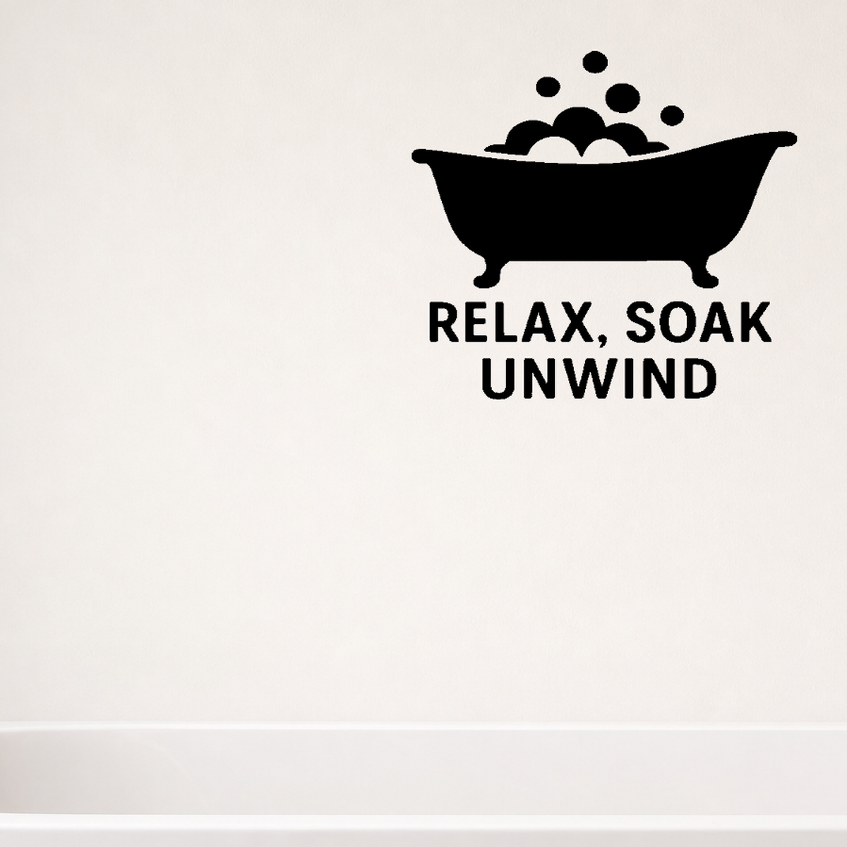 Relax, Soak, Unwind - Bathroom Wall Decal Vinyl Sticker Removable shown as a removable vinyl wall decal in a second room setting