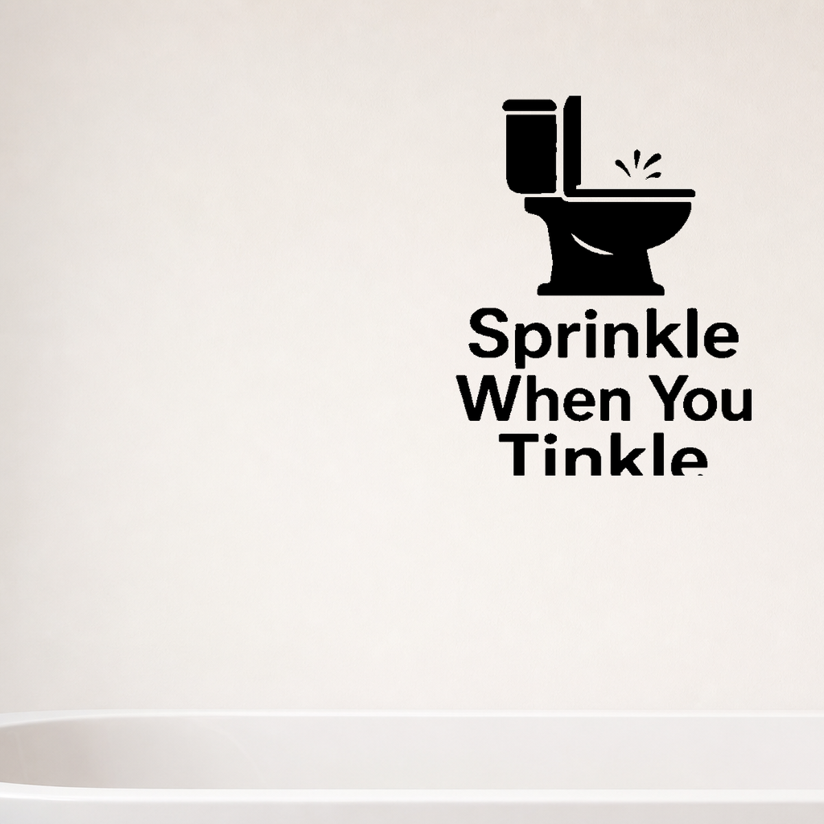 Sprinkle When You Tinkle - Funny Bathroom Wall Decal Vinyl Sticker Removable shown as a removable vinyl wall decal in a second room setting