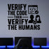 Alternate room view of the Verify the Code Then Verify the Humans removable vinyl wall decal.