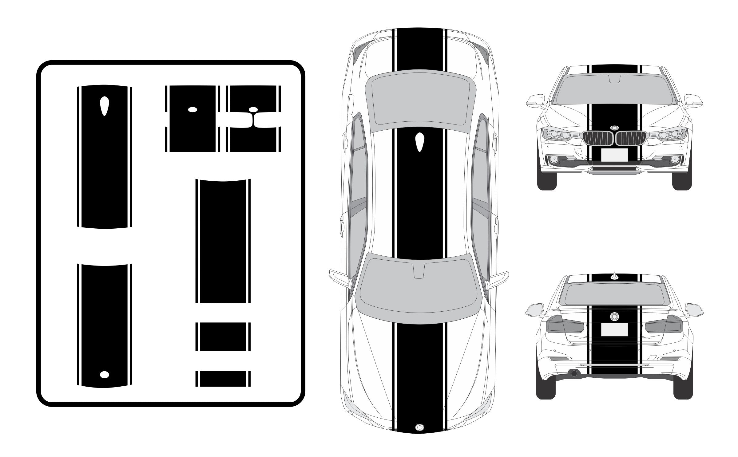 20" Racing Stripes w/pins Self Healing Vinyl fits BMW M3 2007 to 2013