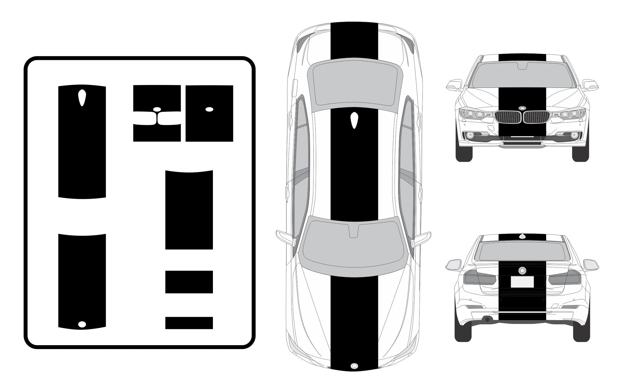 24" Wide Racing Stripes Self Healing Vinyl fits BMW M3 2007 to 2013