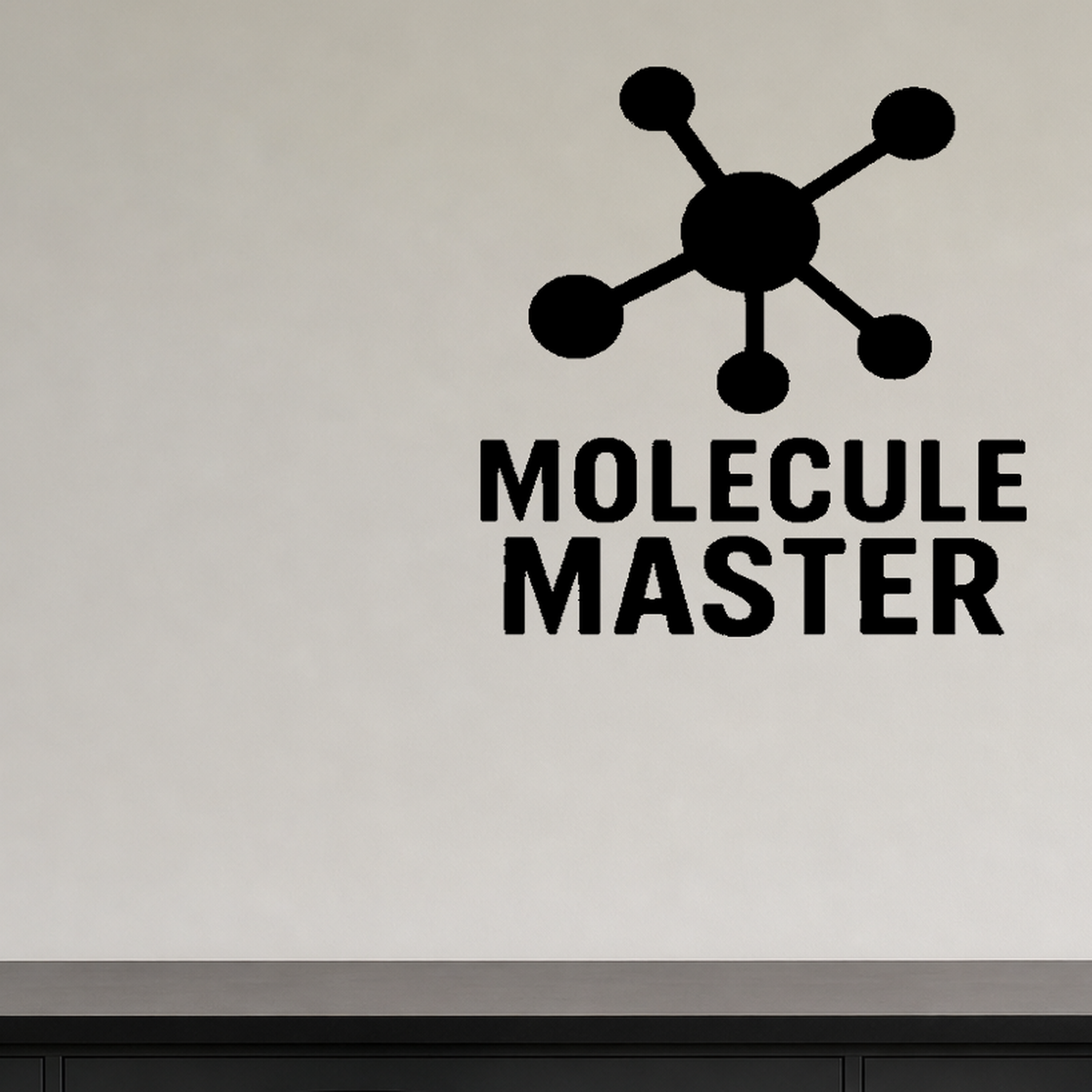 Molecule Master - Funny Chemistry Wall Decal Vinyl Sticker Removable shown as a removable vinyl wall decal in a category-appropriate room
