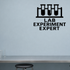 Lab Experiment Expert - Funny Chemistry Wall Decal Vinyl Sticker Removable shown as a removable vinyl wall decal in a second room setting