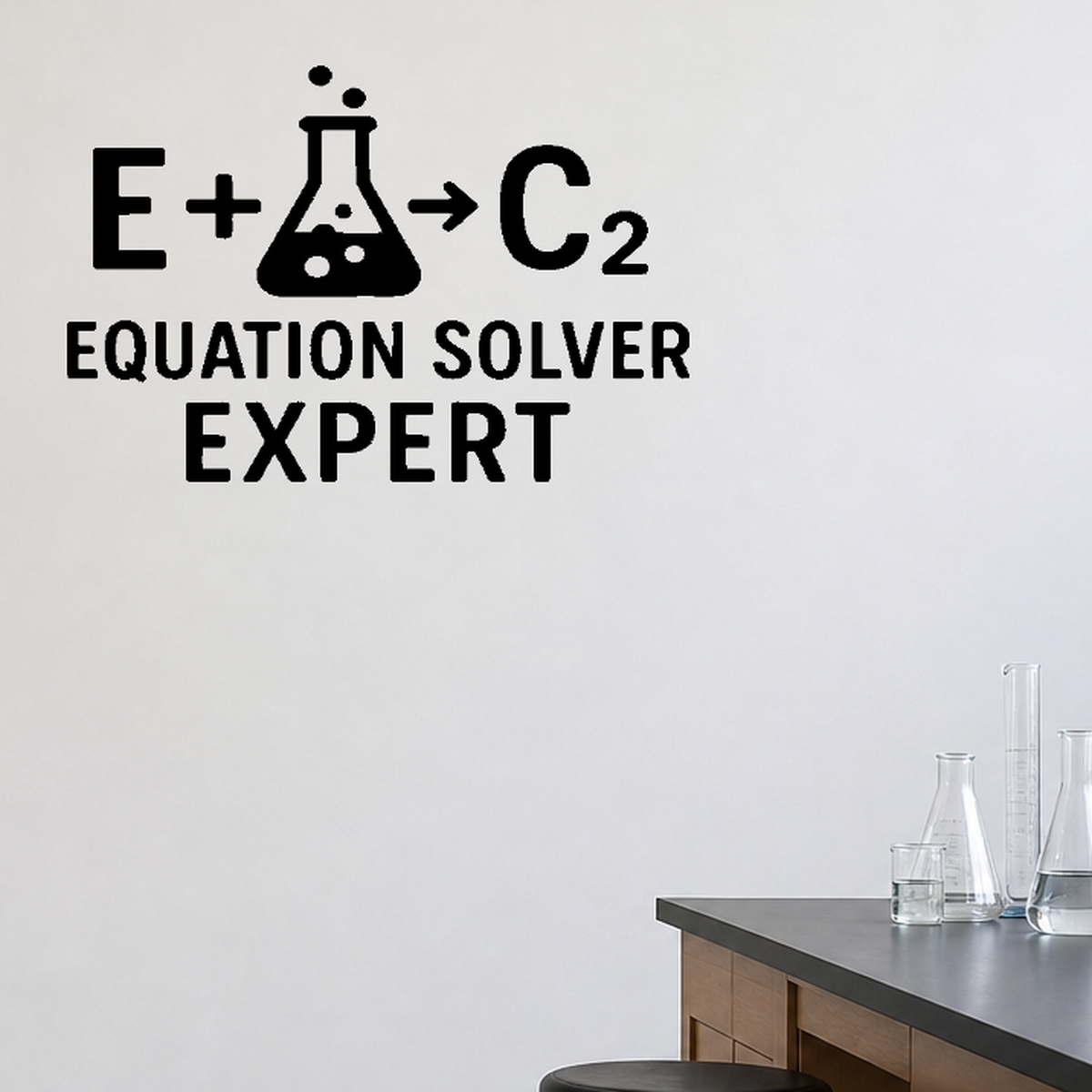 Equation Solver Expert - Funny Chemistry Wall Decal Vinyl Sticker Removable shown as a removable vinyl wall decal in a category-appropriate room
