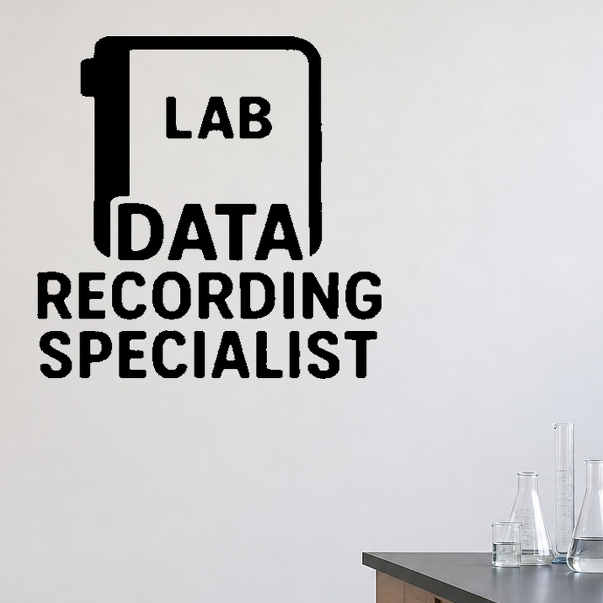Data Recording Specialist - Funny Chemistry Wall Decal Vinyl Sticker Removable shown as a removable vinyl wall decal in a category-appropriate room