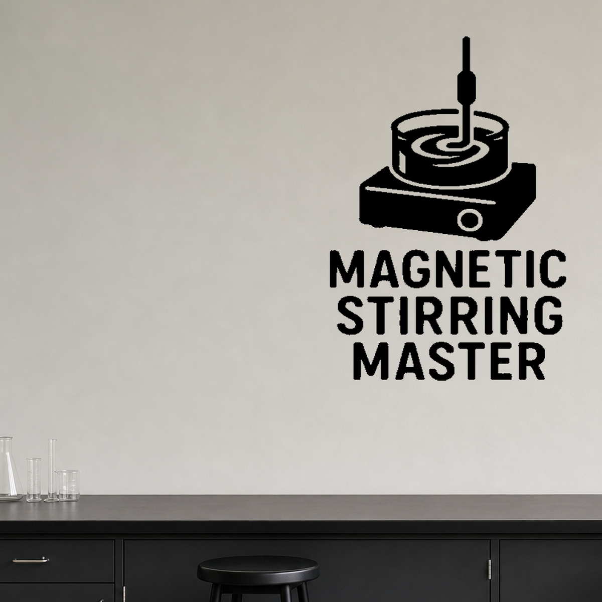 Magnetic Stirring Master - Funny Chemistry Wall Decal Vinyl Sticker Removable shown as a removable vinyl wall decal in a category-appropriate room