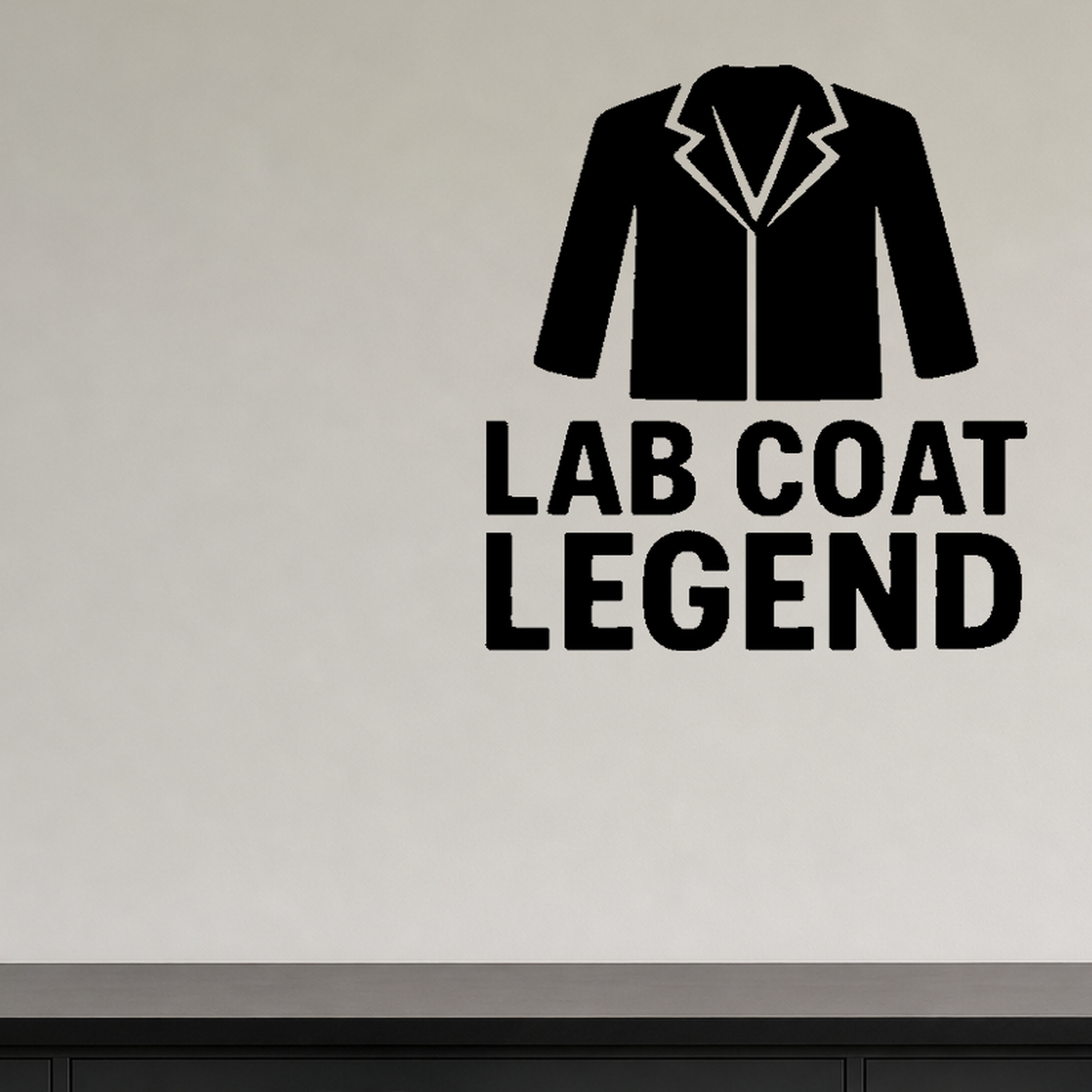 Lab Coat Legend - Funny Chemistry Wall Decal shown as a removable vinyl wall decal in a category-appropriate room