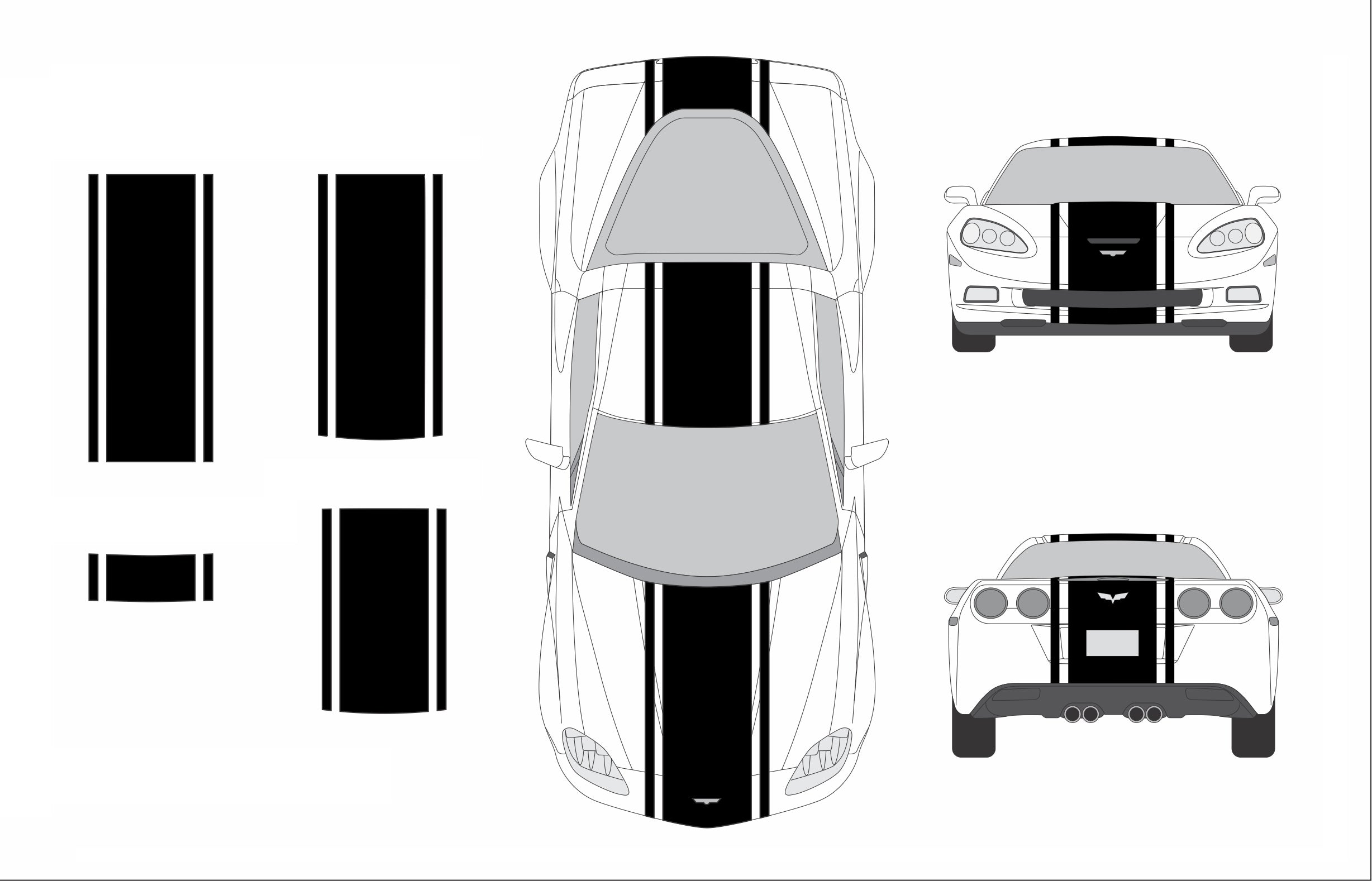 20" Racing Stripes w/pins Self Healing fits Chevrolet Corvette C6 ZR1 2005 2013