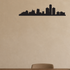 Detroit skyline removable vinyl wall decal shown installed in a styled room
