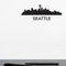 Seattle with text removable vinyl wall decal shown installed in a styled room