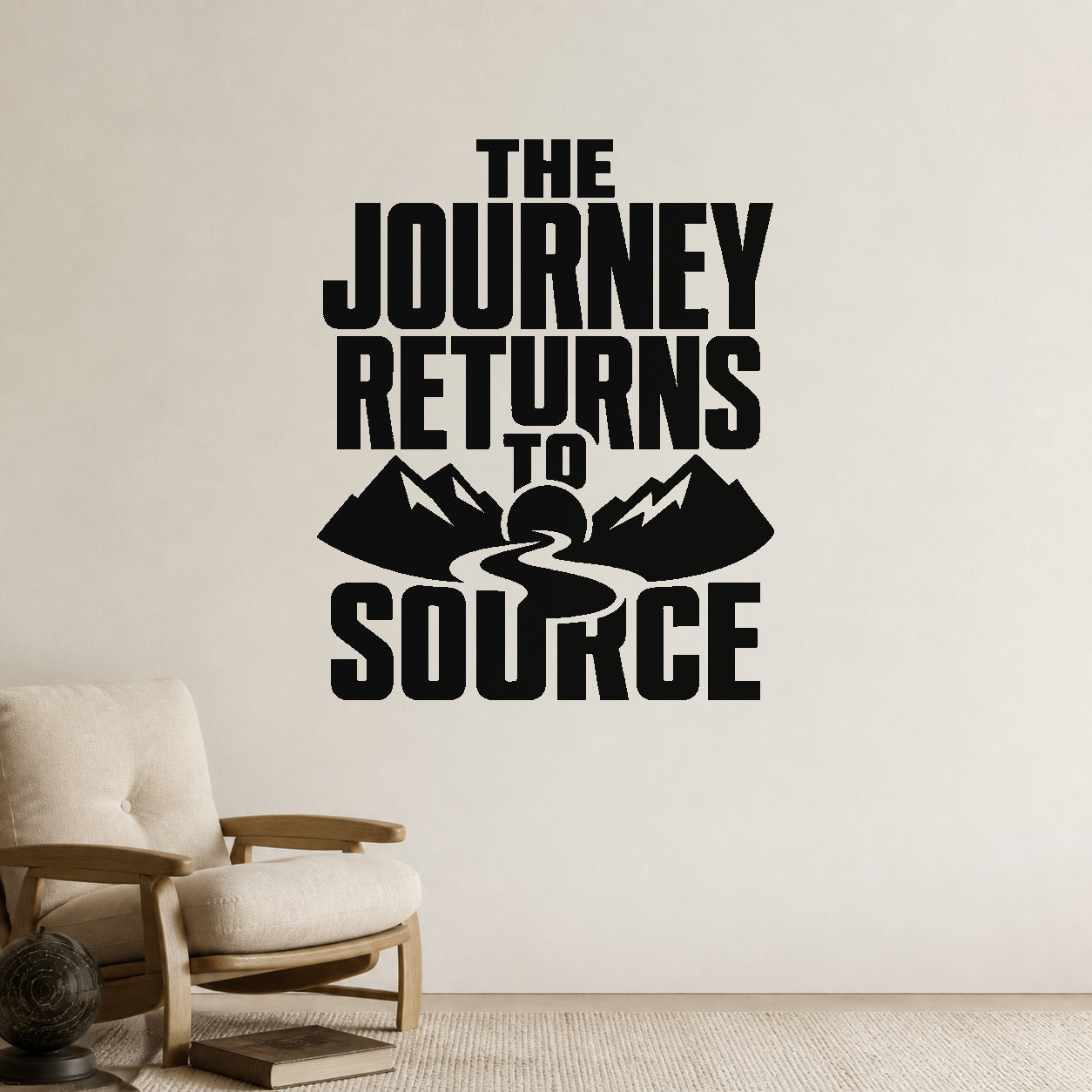 Alternate room view of the The Journey Returns to Source removable vinyl wall decal.