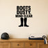 Alternate room view of the Boots Dusty, Mind Clear removable vinyl wall decal.