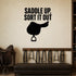 Alternate room view of the Saddle Up, Sort It Out removable vinyl wall decal.