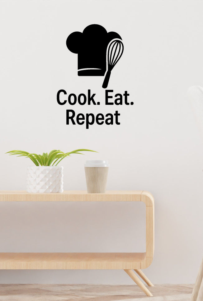 Cook Eat Repeat removable vinyl wall decal