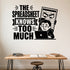 Alternate room view of the The Spreadsheet Knows Too Much removable vinyl wall decal.