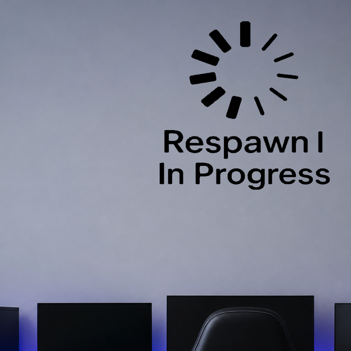 Respawn In Progress - Funny Gamer Wall Decal Vinyl Sticker Removable shown as a removable vinyl wall decal in a category-appropriate room