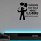 Warning: May Talk About Gaming Uncontrollably - Funny Gamer Wall Decal Vinyl Sticker Removable shown as a removable vinyl wall decal in a category-appropriate room