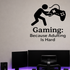 Gaming: Because Adulting Is Hard - Funny Gamer Wall Decal Vinyl Sticker Removable shown as a removable vinyl wall decal in a category-appropriate room