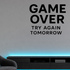 Game Over, Try Again Tomorrow - Funny Gamer Wall Decal Vinyl Sticker Removable shown as a removable vinyl wall decal in a category-appropriate room