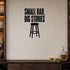 Alternate room view of the Small Bar, Big Stories removable vinyl wall decal.