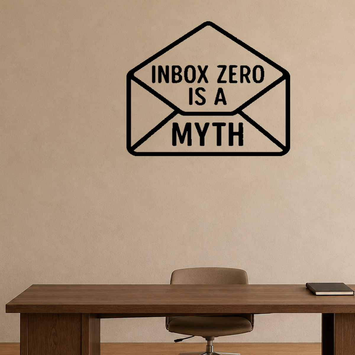 Inbox Zero Is A Myth - Email Envelope Wall Decal Vinyl Sticker Removable shown as a removable vinyl wall decal in a second room setting