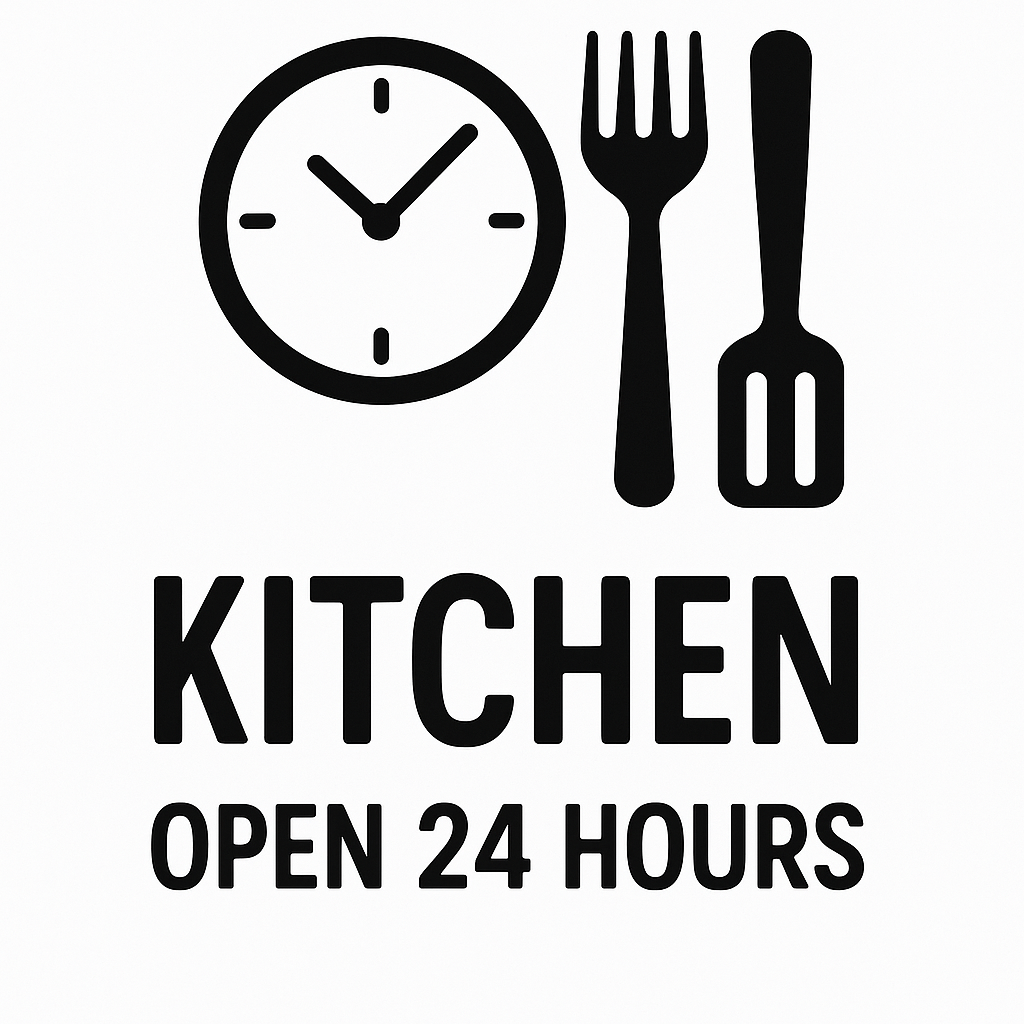 Kitchen: Open 24 Hours - Removable Vinyl Wall Decal Sticker