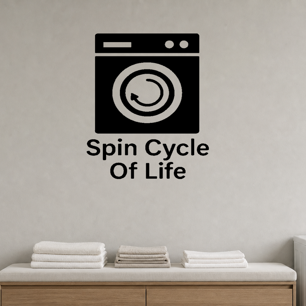 Spin Cycle Of Life - Funny Laundry Room Wall Decal Vinyl Sticker Removable shown as a removable vinyl wall decal in a second room setting