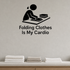 Folding Clothes Is My Cardio - Funny Laundry Room Wall Decal Vinyl Sticker Removable shown as a removable vinyl wall decal in a second room setting