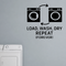 Load, Wash, Dry, Repeat (Forever) - Funny Laundry Room Wall Decal Vinyl Sticker Removable shown as a removable vinyl wall decal in a category-appropriate room