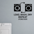 Load, Wash, Dry, Repeat (Forever) - Funny Laundry Room Wall Decal Vinyl Sticker Removable shown as a removable vinyl wall decal in a category-appropriate room