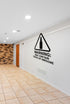 FD-MANCAVE-006 wall decal shown applied with correct perspective on a man cave wall