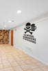 FD-MANCAVE-011 wall decal shown applied with correct perspective on a man cave wall