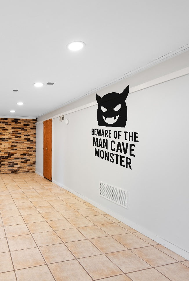 FD-MANCAVE-013 wall decal shown applied with correct perspective on a man cave wall