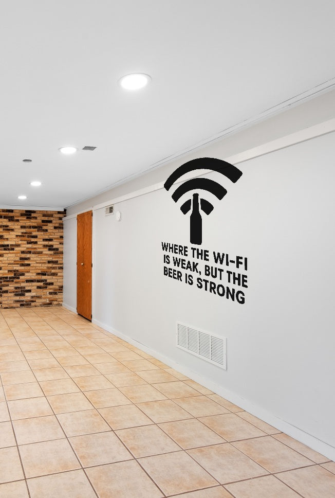 FD-MANCAVE-015 wall decal shown applied with correct perspective on a man cave wall