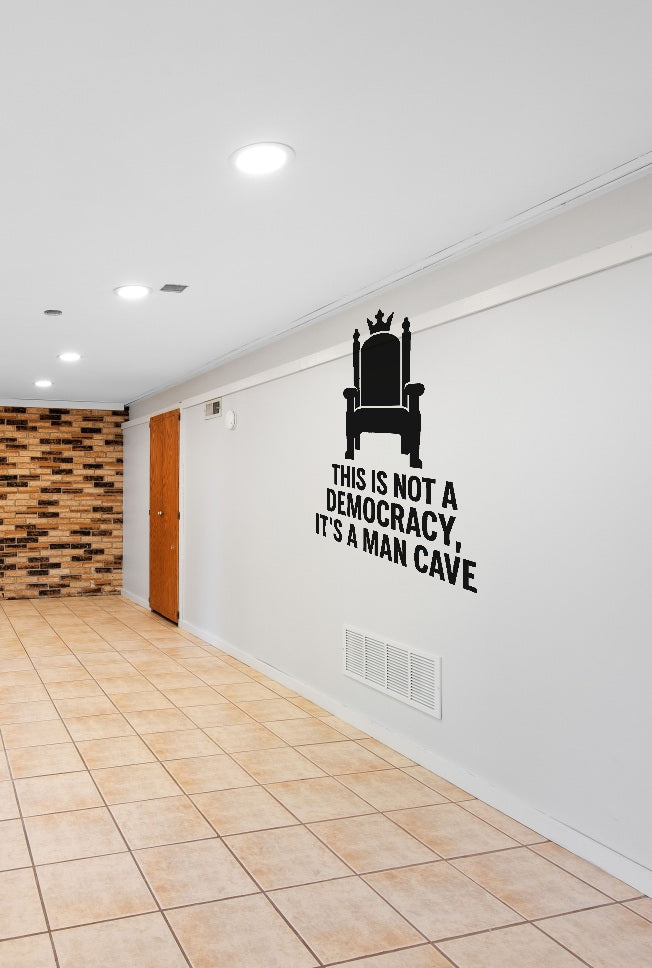 FD-MANCAVE-017 wall decal shown applied with correct perspective on a man cave wall