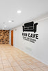 FD-MANCAVE-019 wall decal shown applied with correct perspective on a man cave wall