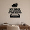 My Inbox Has Developed Its Own Weather removable vinyl wall decal shown on a smooth home office wall