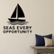 Seas Every Opportunity - Funny Ocean Wall Decal Vinyl Sticker Removable shown as a removable vinyl wall decal in a category-appropriate room