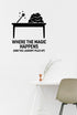 Where the Magic Happens (and the Laundry Piles Up) - Funny Home Office Wall Decal Vinyl Sticker Removable shown on a home office wall
